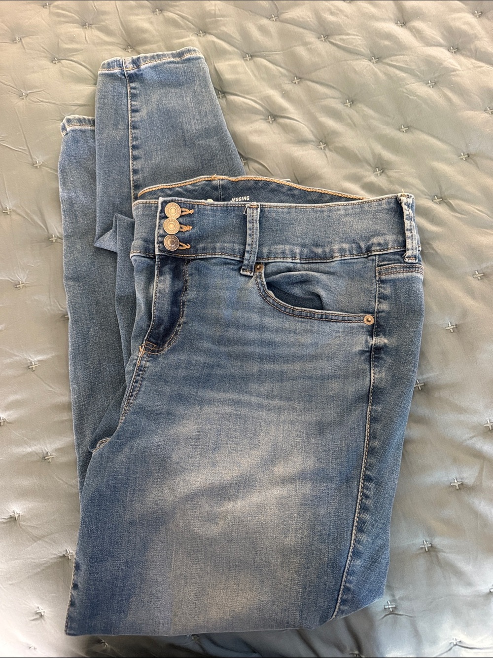 Torrid Light Blue Denim Jeggings with Triple-Button Waist